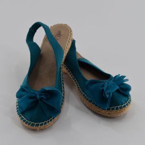 Teal Cheerful espadrille sling back